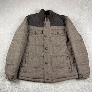 Banana Republic Quilted Tweeded Puffer Jacket Men's Large Wool Nylon Blend